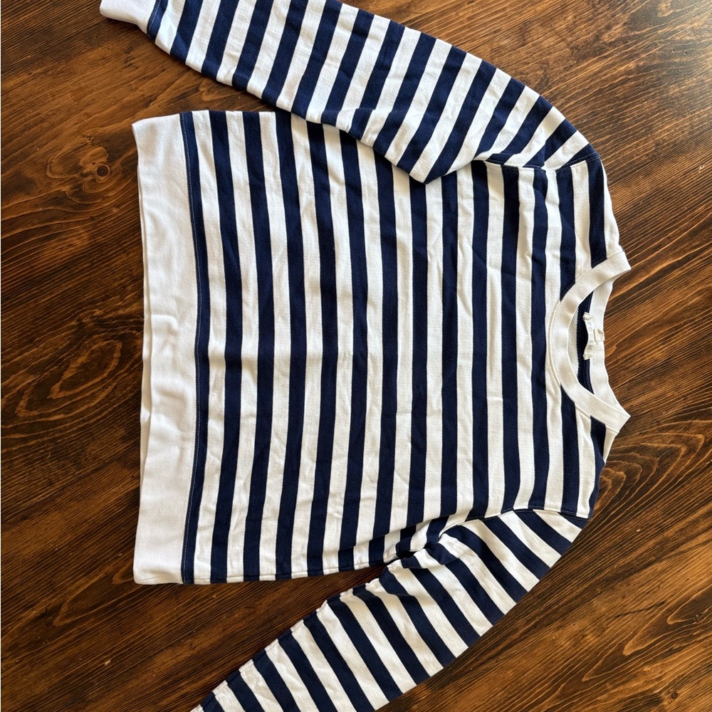 Boden Navy & White Striped Long-Sleeve